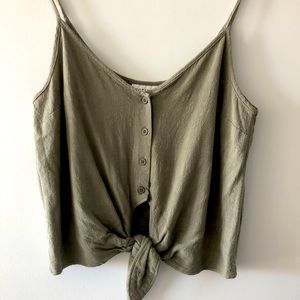 Top shop Polly tie front camisole - olive green